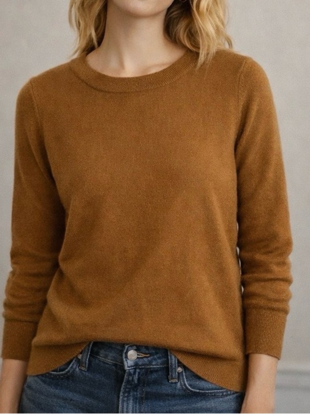 J. Crew Wool  Women's Tan Crew Neck Sweater